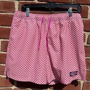 Vineyard Vines $98 peach printed Men's Swim trunks Shorts medium 5"NEW